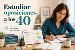 mujer de cuarenta años estudiando oposiciones